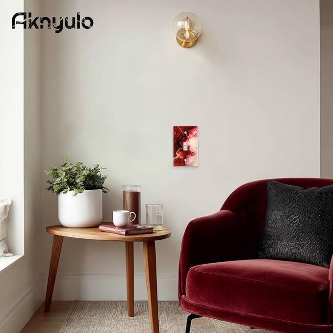 Rich Burgundy Marble Acrylic Switch Wall Plate Light Switch Plates Cover Durable Acrylic Wall Plate Decorative Single Gang Wall Plate