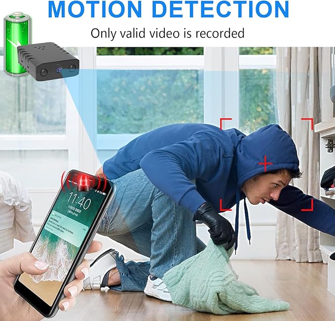 【Free 64G】 Smallest Wireless WiFi Battery Camera,HD1080P Concealed Coin Size Security Camera,Video Recording Live Feed for Night Vision,Motion Detection,Cloud Storage for Security with iOS Android