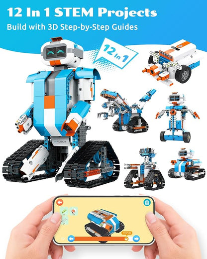 WhalesBot E7 Pro Coding & Remote Control Robot Kit for Kids 8+, Scratch & Modular Programming, Educational Engineering Science Toy Set with Smart Controller/Sensors/Motors for Kids Ages 8-12, 12-16