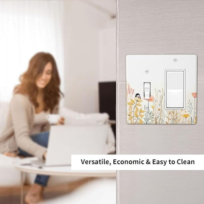 Outlet Covers Colorful Floral Watercolour Cuddly Bird 1 Toggle 1 Rocker Combination Decorative Wall Plate Electrical Switch Plates Light Switch Cover Plate For Bed Room Living Room Decor