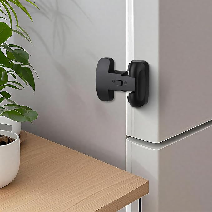1 Pack Fridge Lock for Kids - Child-Proof Refrigerator Freezer Door Lock & Oven Lock for Child Safety, for Fridge/Freezer Doors, Black