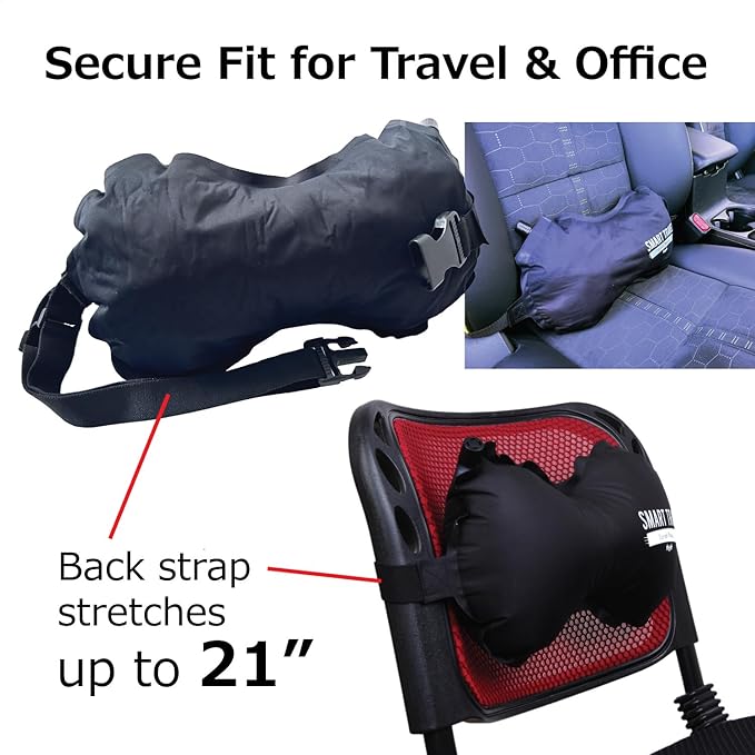 SmartTravel Travel Products Inflatable Lumbar Support Pillow for Airplane & Office – Firm, Adjustable Back Cushion for Long Flights