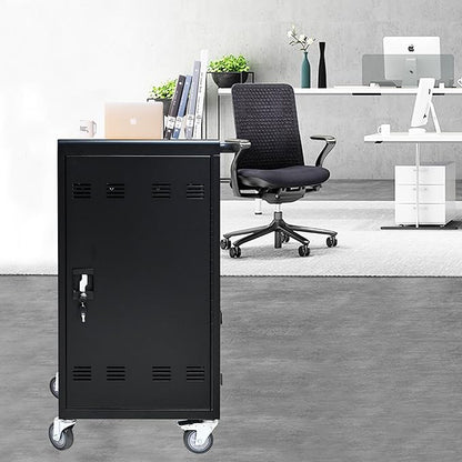 Laptop Charging Cart, Laptop Storage Cart with 45-Bay, Mobile Charging Cabinet for iPads up to 16.3", Chromebook Devices, Cord Management, Access Lock.School,Business.Black
