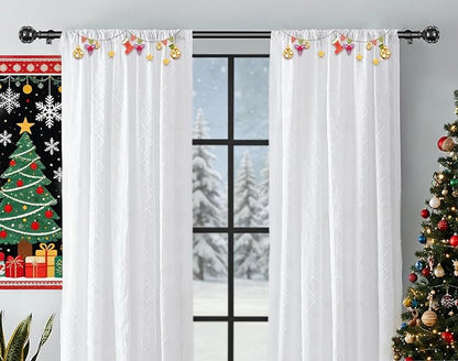 KAMANINA Curtain Rods for Windows 48 to 84 Inch, Black Heavy Duty Curtain Rod Adjustable, 7/8 Inch Single Decorative Drapery Rod 32 to 86 Inch(2.6-7.1Ft), Netted Texture End