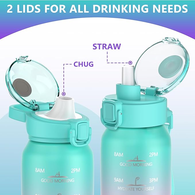 32oz Insulated Water Bottle with handle BPA Free, 316 Stainless Steel Water Bottles 1000ml with Time Marker Double Walled, 1000ml Metal Water Flask Jug for Hiking, Biking, Running
