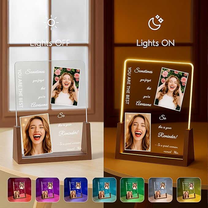 LOUISMIAA Customized Picture Frames with Night Light,Decorative Plaque Anniversary Birthday Mother’s Day Father’s Day Valentine’s Personalized Gifts for Boyfriend Girlfriend Couple Wife Women Same Day Shipping