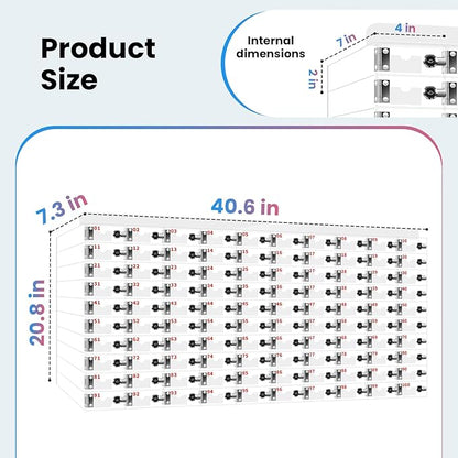 100 Slots Cell Phone Locker Box for Classroom with Door Locks and Keys Clear Acrylic Cell Phone Lock Storage Cabinet Wall Mounted for School Factory Office