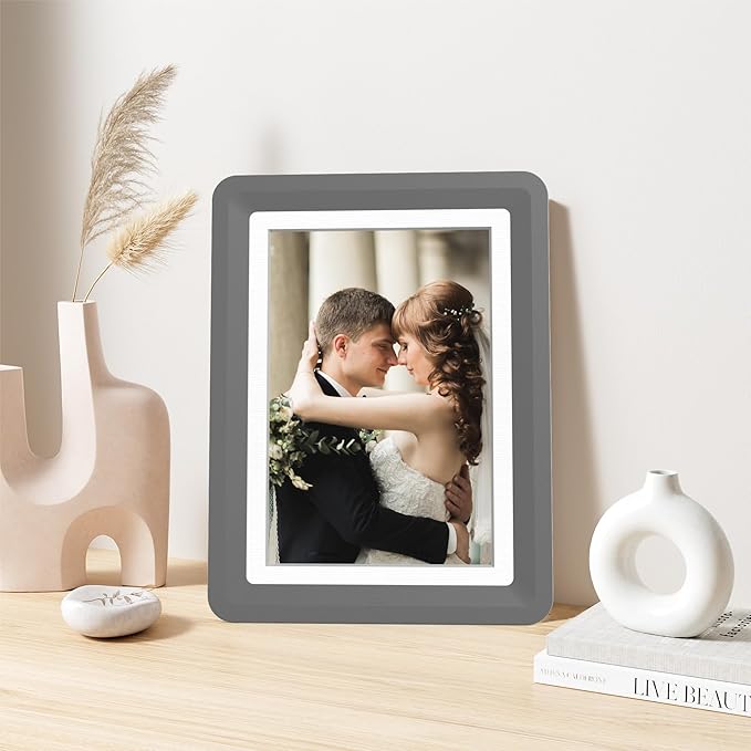 Dark Gray 5x7 Picture Frame with Acrylic Front 1 Pack, ABS Frame for 5x7 or 4x6 Photos, Shatterproof UV-Resistant Tabletop Photo Frame, Vertical/Horizontal Display for Home Décor