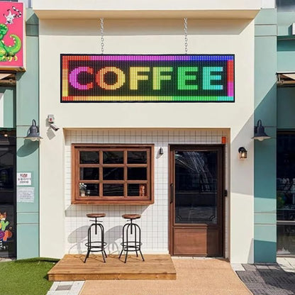 P10 Outdoor Led Sign 52”x14” RGB Full Color WiFi Programmable Bright LED Scrolling Message Display Board, Perfect Solution for Advertising