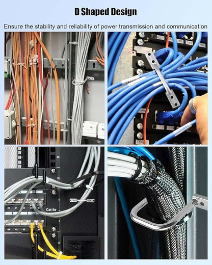 25Pcs 2 Inch D Rings, Aluminum Heavy Duty Distribution Rings for Managing and Organizing Electric Cables Wires, Silver