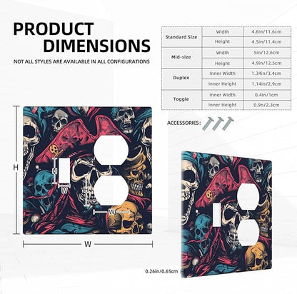 Wallplates Pirate Colourful Skeleton Red Hat 1 Toggle 1 Duplex Switch Plate Electrical Gfci Faceplate Decorative Light Switch Covers For Farmhouse Cabin Decor