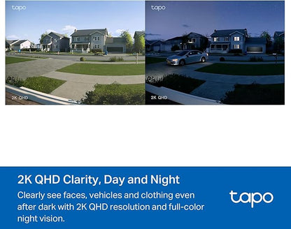 Tapo by TP-Link Smart Video Doorbell Camera with Chime, Battery or Wired, 2K QHD Color Night Vison, No Monthly Fee, 180° Ultra-Wide Head-to-Toe View, Ring Call, Free AI Detection, Local Storage (D225)