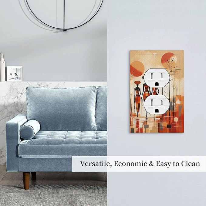 Decorative Outlet Covers Minimalist Black Women Bohemia Sun 1 Gang Duplex Light Switch Cover Plate Unique Wall Plate Electrical Switch Plate Covers for Bedroom Home Decor