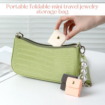3 Pack Mini Travel Jewelry Case Lightweight Foldable Small Jewelry Organizer Travel Jewelrys Pouch for Rings, Earrings, Necklaces, Chain Bracelets, Brooches