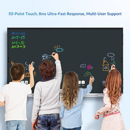 Smart Board with Mobile Cart, 65 Inch Digital Whiteboard for Classroom and Office, NewBoard 4K Interactive Whiteboard with Google EDLA-Certified, Android 14, 8+64 GB, Google Play