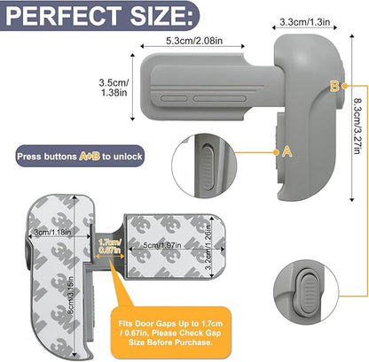 Fridge Lock for Kids, Childproof Refrigerator Door Lock, Fridge Latch with 3M Adhesive, Freezer Locks Automatically Closed, No Drill No Screw, More Security for Kids/Pets (2 Pack, Gary)