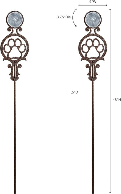 Touch of Class Pathways Reflective Driveway Marker Stake Set of Two for Outdoor Use | Paw Print Design | Personalized Tall Reflector Set of 2 | Weathered Bronze Durable Finish