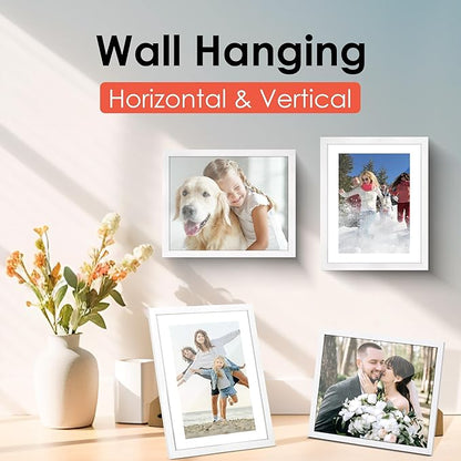 FIXSMITH 8x10 Picture Frame Set of 6, White Photo Frames Bulk with HD Plexiglass, Display Pictures 5x7 with Mat or 8x10 Without Mat, Multi Picture Frames Collage for Tabletop or Wall Display