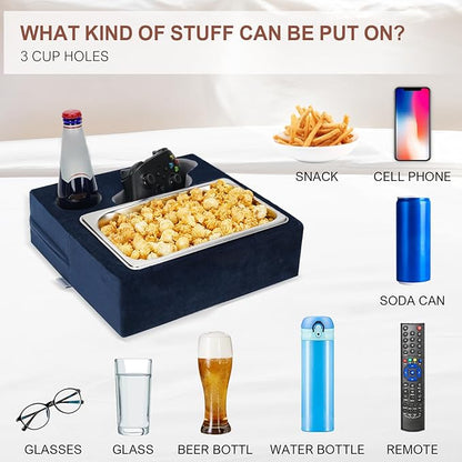 Couch Cup Holder, Couch Caddy, Couch Drink Holder, Bed Cup Tray, Sofa Cup Holder Remotes Holder for Cups, Headphones, Snacks and Phones, Use it on Car, Pack, Beach, RV, and More (Navy)
