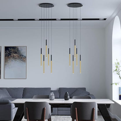 ALTAIR 5 Mini Pendant Lighting Black-Brass - LED Hanging Light Fixture for Kitchen Island, Bar, Foyer - Cluster Pendants - Dimmable, Adjustable Wire, Lamp Bulb Included
