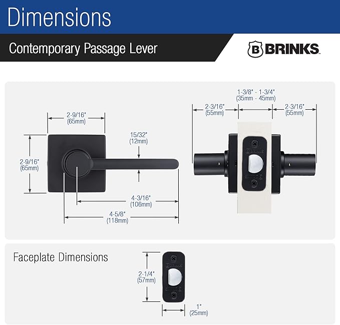 BRINKS Security Door Locks, High-Security Keyless Entry, Smart Electronic Door Lock with Deadbolt, Up to 50 Codes, Automatic Locking (Deadbolt & Passage Lever, Matte Black)