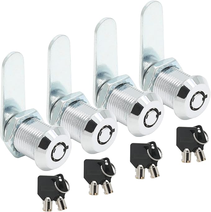 Uenhoy 4 Pack Tubular Cam Lock 1 Inch Cabinet Cam Lock Set for Tool Box, File Cabinet, Mail Box, Vending Machine, ATM, Keyed Different
