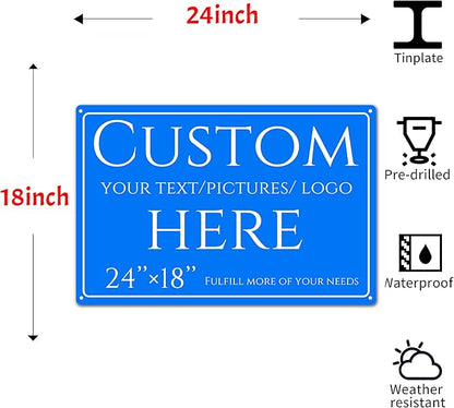 personalized signs, personalized metal sign，Aluminum Weatherproof Metal Sign Multiple Sizes, Double-sidedCustomize for Office, Business, Workplace, Factory, Delivery Signs(24 * 18 Inch)