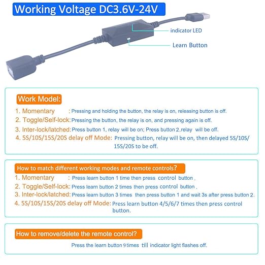 DC 3.6V-24V 5V USB Wireless Remote Control Switch 433MHz 2 Transmitter 1 Receiver 12V Remote Switch ON Off for LED Light, Strip Fan Camera DIY Toys (USB 3.6V-24V/ 2* Controller)