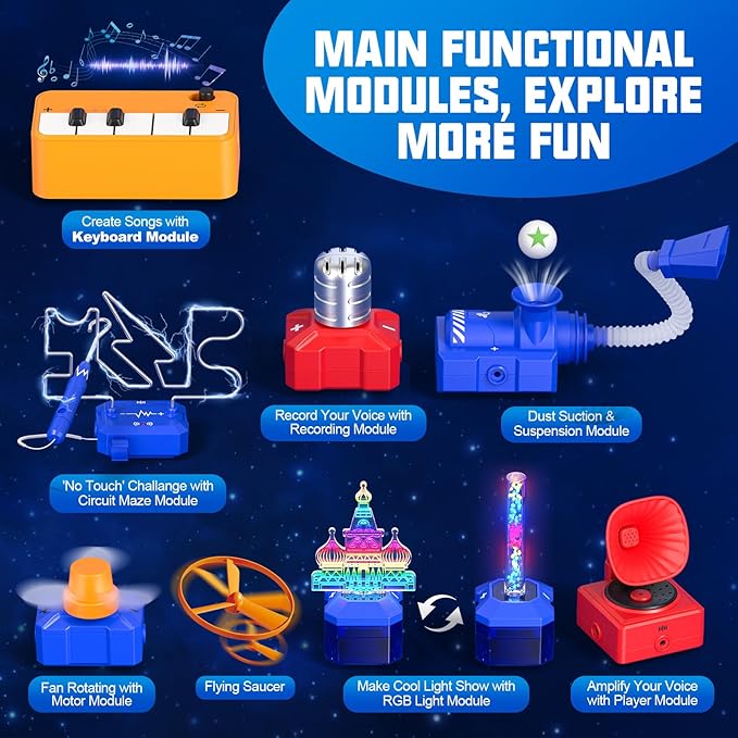 Science Kits for Kids Electronics Exploration Kit with 671+ Circuit Projects, Physics Experiments Circuit Board STEM Educational Toy for Boys Girls Ages 3 4 5 6 7 8 9 10 11 12+
