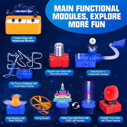 Science Kits for Kids Electronics Exploration Kit with 671+ Circuit Projects, Physics Experiments Circuit Board STEM Educational Toy for Boys Girls Ages 3 4 5 6 7 8 9 10 11 12+