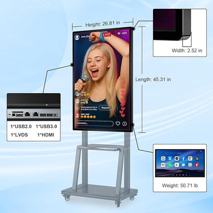Smart Board 49 Inch, 4K UHD Digital Whiteboard with Android & iOS for Live Streaming, Infrared Touch Screen Electronic Whiteboard, 8+64GB Smartboard for Classroom, Office, Meeting Room