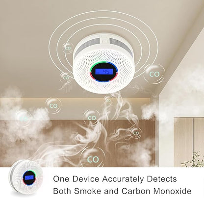 Kesy Upgraded Smoke and Carbon Monoxide Detector 10-Year Lifespan, Dual Sensor Smoke Alarm & Carbon Monoxide Detector (2 Pack)