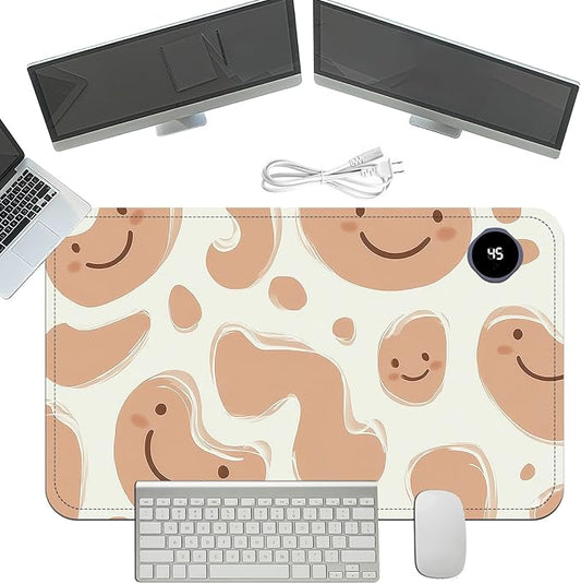 Heated Mouse Pad with 3 Temperature Settings(104°F–122°F),Large 24x14.2 Inch PU Leather Heated Desk Mat,Waterproof Warming Pad for Office,Gaming & Cold Hands Relief,Abstract Geometrical