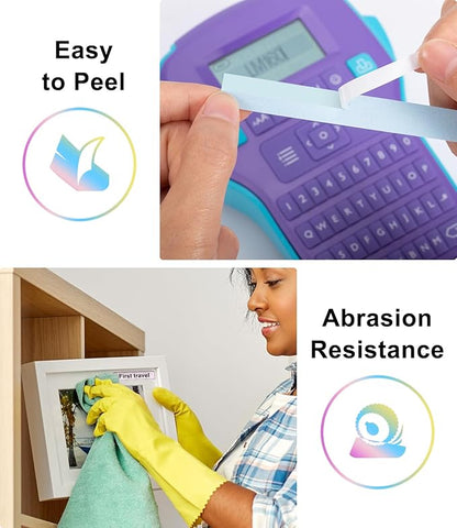 Freshworld Compatible with Dymo D1 Label Tape Multicolored Refills,Black on White/Baby Pink/Lavender/Blue/Lemon Yellow/Mint Green,for LabelManager 160 210D 260P 280 360D 420P PnP,1/2 in x 23 Ft,6-Pack