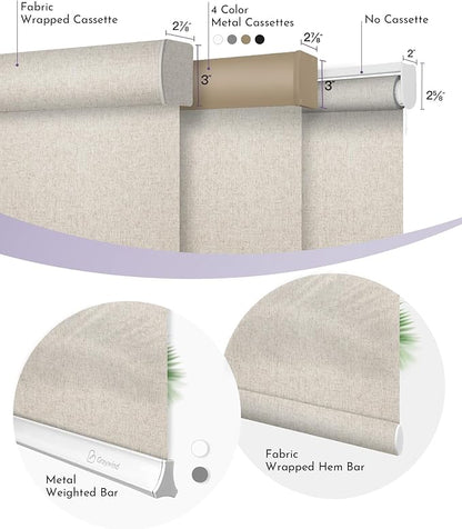 Graywind Motorized Light Filtering Shades Compatible with Alexa Google Hardwired WiFi Smart Half Shading Remote Control Automated Blinds Electric Window Shades, Custom Size (Linen Beige)