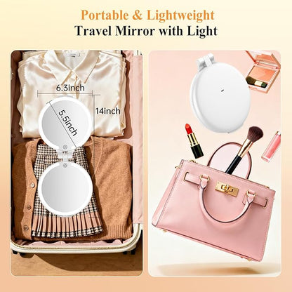 FUNTOUCH Magnifying Mirror 30X 1X Double Sided Magnification Makeup Vanity Mirror Rechargeable Lighted Mirror with 3 Color Setting Adjustable Rotation LED Vanity Desk Mirror