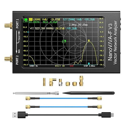 Seesii NanoVNA-F V3 Vector Network Analyzer, [Upgraded] 1MHz-6GHz 4.3 Inch HF VHF UHF VNA Antenna Analyzer, Measuring S-Parameter Voltage SWR,Phase,Delay,Smith Chart,RTC Real-time,801 Scan Points