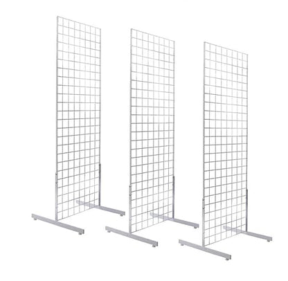 Only Hangers 2' x 6' Gridwall Panel Tower with T-Base Floorstanding Display Kit, 3-Pack White …