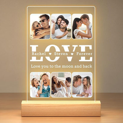 Personalized Anniversary Birthday Gifts for Women Men, Customized Picture Frames, Custom Photo Frame with Photos, Customized Valentines Day Gifts for Him Her Girlfriend Boyfriend