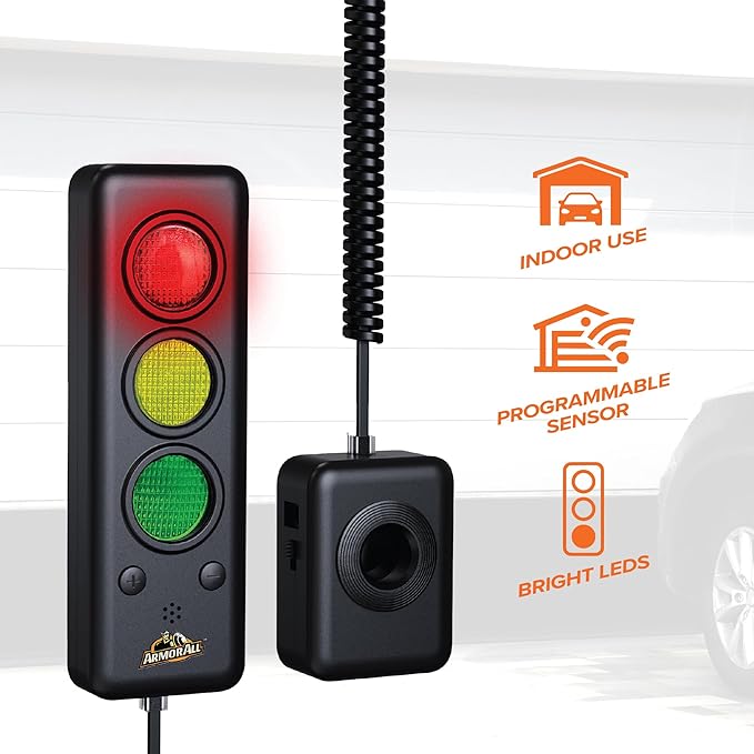 Armor All Advanced Garage Parking Aid with LED Light, Garage Parking Sensor with Color Changing Distance Indicator, Parking Sensor and Garage Stop Light Parking Aid for Safe Parking
