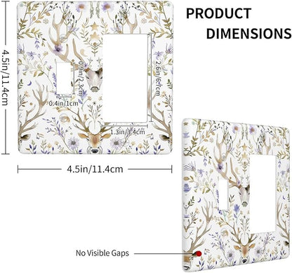 Outlet Covers Gothic Retro Floral Damask Elk Wild Flower 1 Toggle 1 Rocker Combination Decorative Wall Plate Electrical Switch Plates Light Switch Cover Plate For Bed Room Living Room
