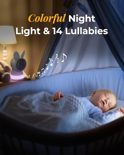 ARENTI Upgraded Baby Monitor with Camera, 3MP 2.4G WiFi Baby Camera Monitor, Infrared Night Vision, Night Light, 2-Way Audio, Cry&Motion Detection, Temp&Humidity Sensor, App Control