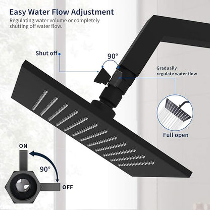 Tenfe Water Flow Control Valve, Brass Shut Off Valve Adjust Water Volume Regulator for Hand Held Shower Head & Bidet Sprayer, Matte Black Water Saver G1/2 Standard Connection