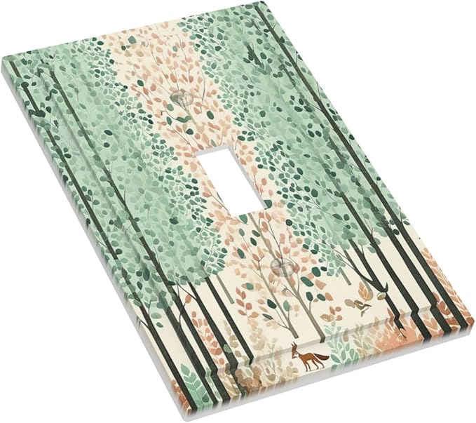 Boho Wildflower Forest Woodland Animals Decorative Light Switch Cover 1 Gang Single Toggle Decorator Outlet Wall Plate Device Electrical Faceplate Switchplates for Bedroom Bathroom Decor