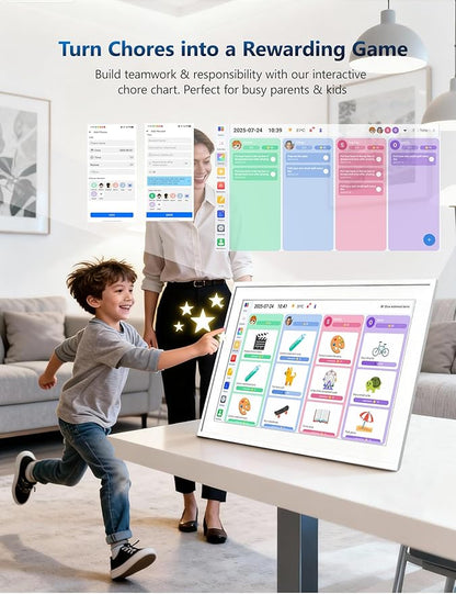 Smart 15.6" Digital Calendar Chore Chart - HD Touchscreen Family Organizer with Schedule, Chore Chart, Meal Planner, Photo Display, Online Calendars Sync, 2026 Wall/Desk Mountable Gift for Home & Office