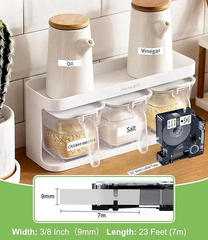 Freshworld Compatible with Dymo D1 Label Tape 3/8 Inch 40913 S0720680 Label Maker Refills d1, Black on White 9mm Refills, for LabelManager 160 210D 260P 280 360D Printer COLORPOP, 23 Ft, 6-Pack