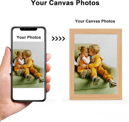 Custom Canvas Photo Prints with 8x10in Picture Framed, Personalized Picture Canvas Wall Art, Wall and Tabletop Display Photo Frame for Family Gifts for Mom/Men (Wood)