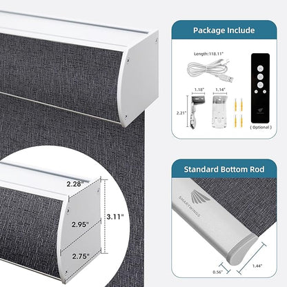SmartWings Motorized Smart Roller Shades in Light Filtering, Electric Blinds with Remote for Windows Compatible with Alexa/Google Home/Homekit, Customized, 70% Blackout Twilight Charcoal Grey