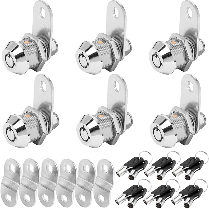 Cam Lock RV Storage Lock Keyed Alike, 5/8" Fits on 3/8" Max Door Thickness, RV Compartment Locks for Camper Trailer (5/8Inch 6Pack)