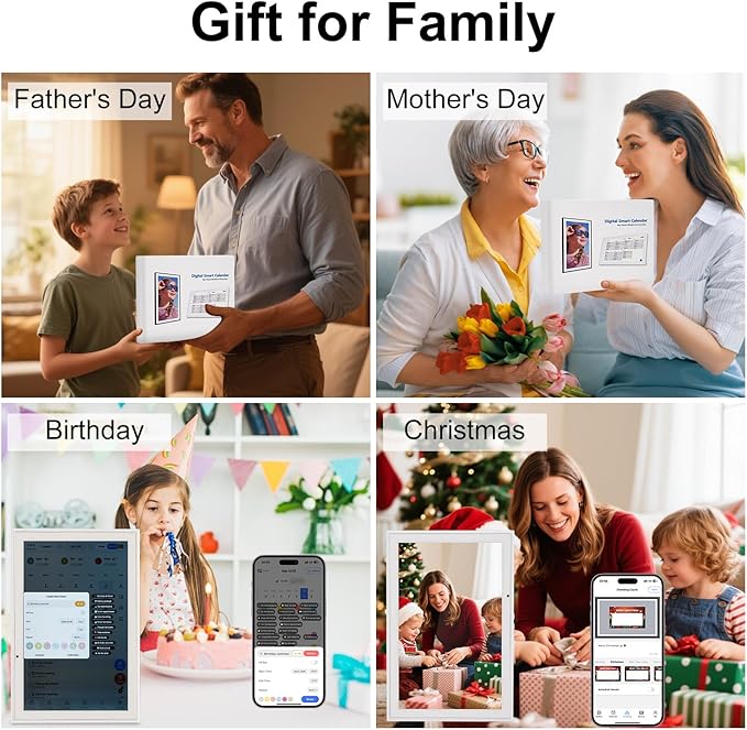 10.1 Inch Smart Digital Calendar Chore Chart Meal Planner HD Touchscreen Smart Family Planner, Hearth Display Desk Digital Calendar Seamless Scheduling(No battery)